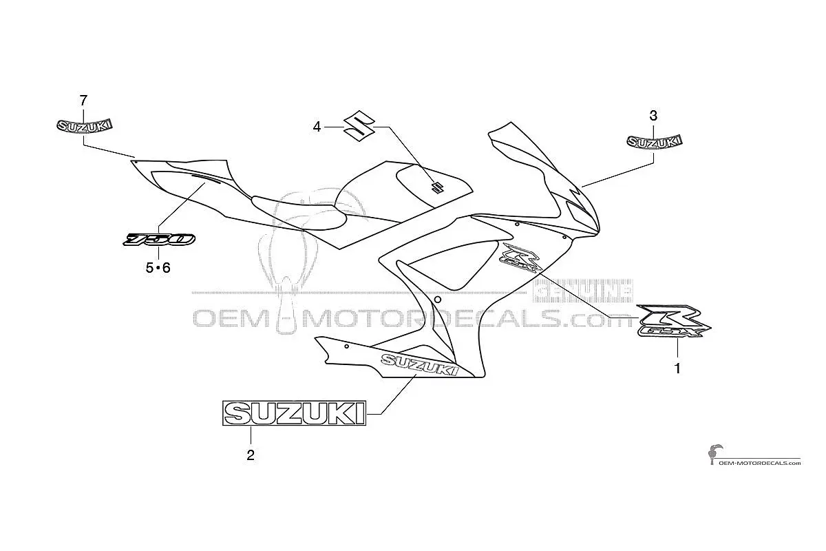 Decals for Suzuki GSXR750 2006 - Black • Suzuki OEM Decals