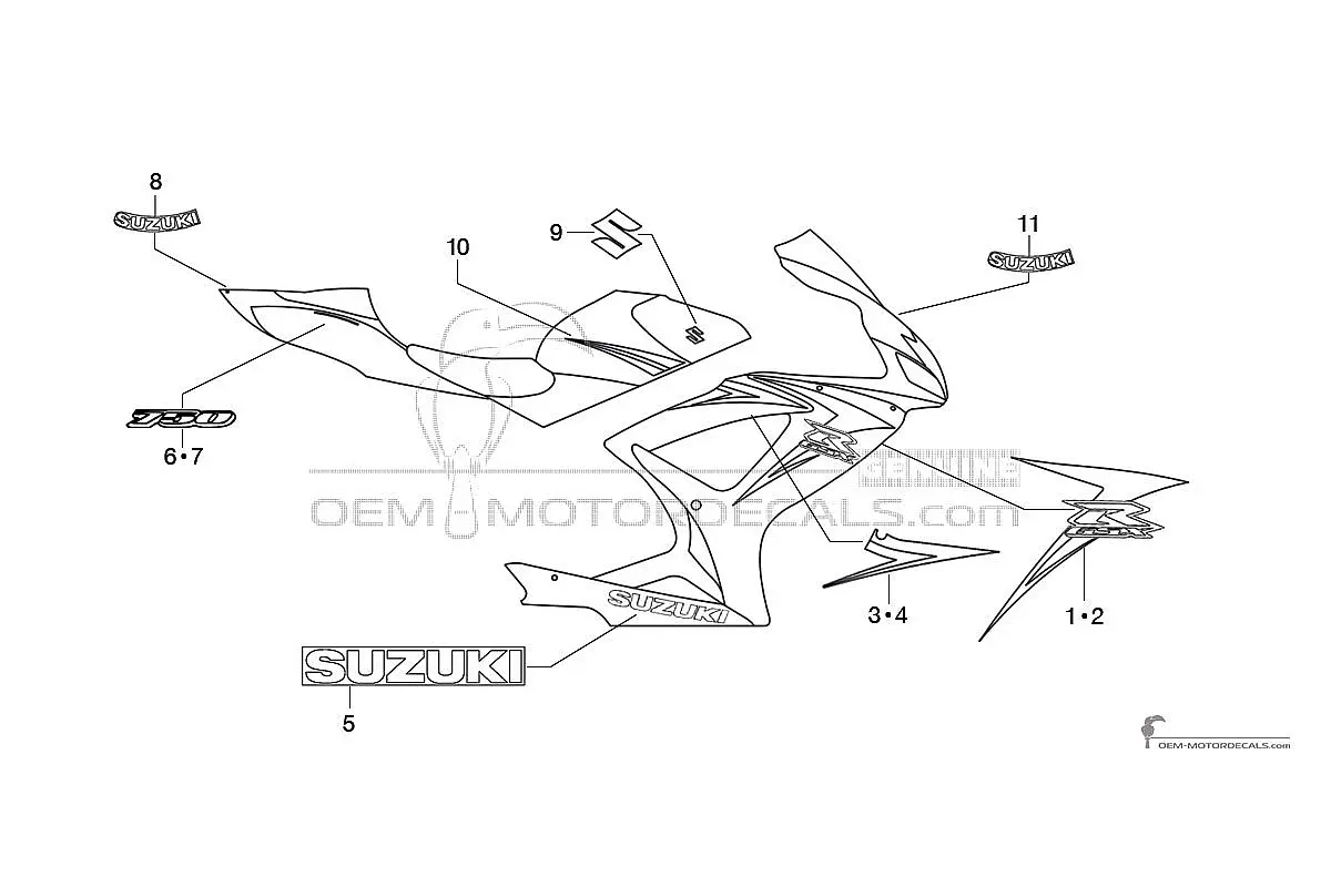 Decals for Suzuki GSXR750 2007 - Blue • Suzuki OEM Decals