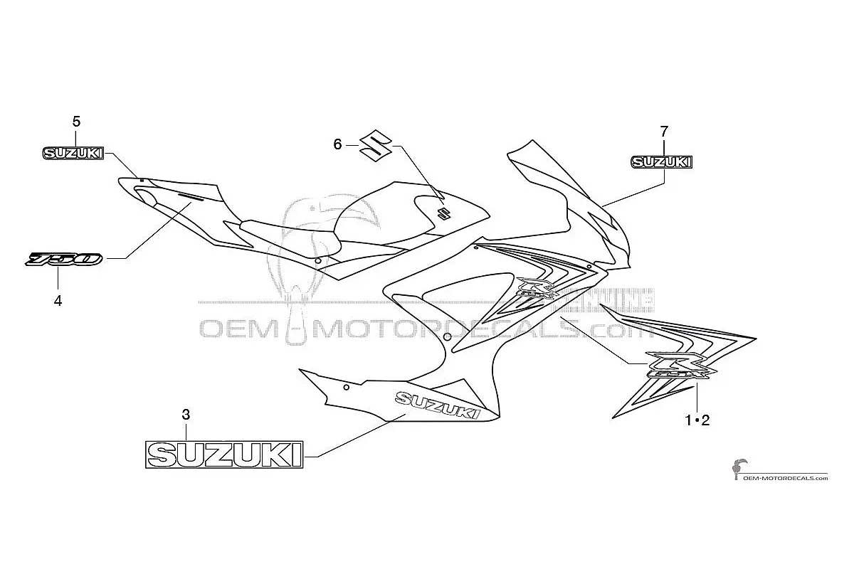 Decals for Suzuki GSXR750 2008 - Blue • Suzuki OEM Decals