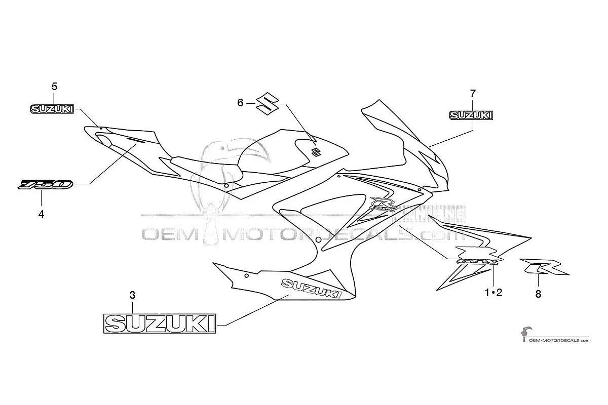 Pegatinas para Suzuki GSXR750 2008 - Naranja • Suzuki Pegatinas OEM