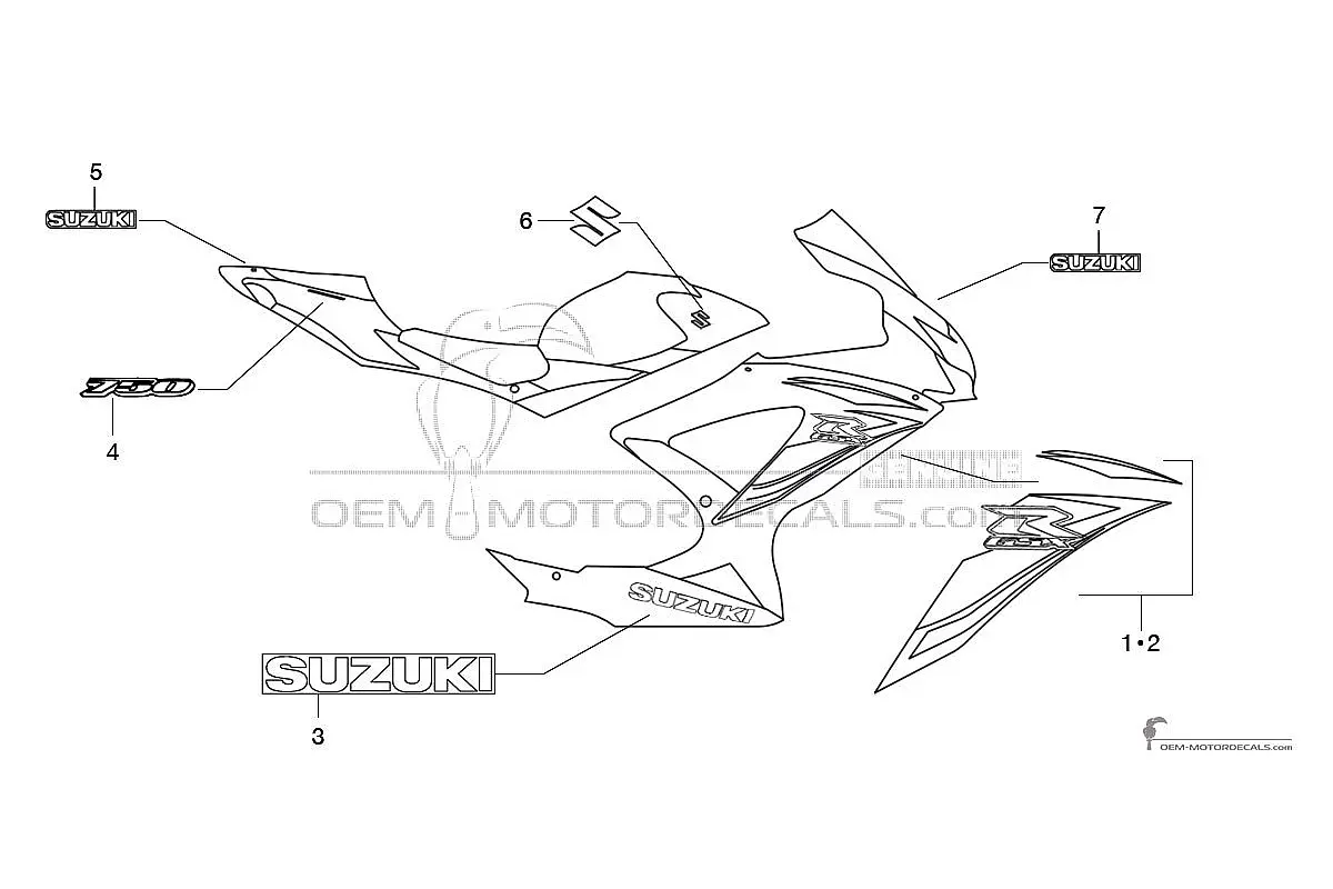 Stickers voor Suzuki GSXR750 2009 - Blauw • Suzuki OEM Stickers