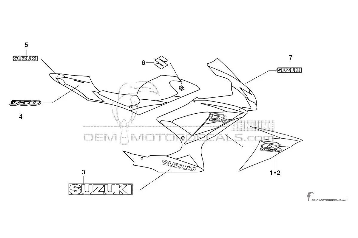 Aufkleber für Suzuki GSXR750 2010 - Weiss • Suzuki OEM-Aufkleber