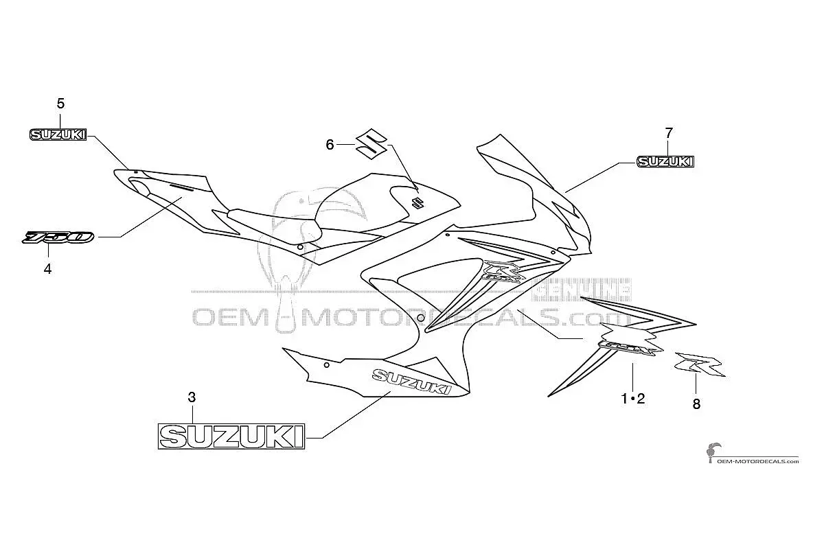 Autocollants pour Suzuki GSXR750 2010 - Brun • Suzuki Autocollants OEM