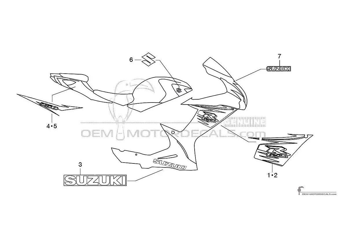 Stickers voor Suzuki GSXR750 2011 - Zwart • Suzuki OEM Stickers