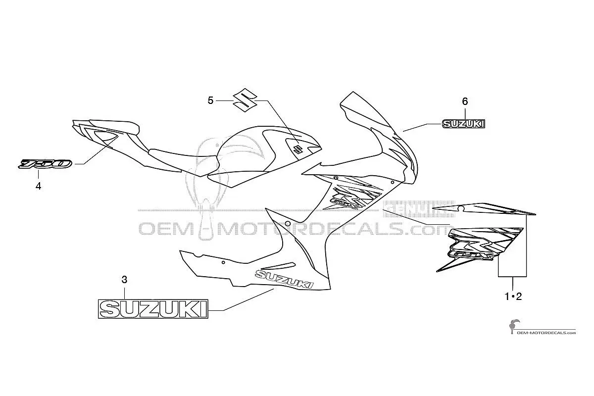 Stickers voor Suzuki GSXR750 2015 - Grijs • Suzuki OEM Stickers