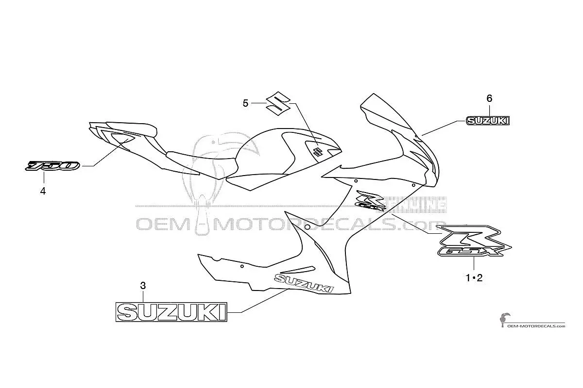 Pegatinas para Suzuki GSXR750 2016 - Negro • Suzuki Pegatinas OEM