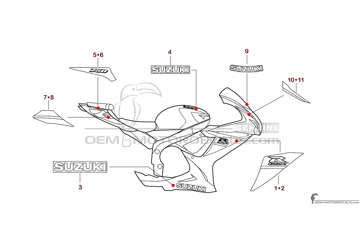 Pegatinas para Suzuki GSXR750 2025 - Azul • Suzuki Pegatinas OEM