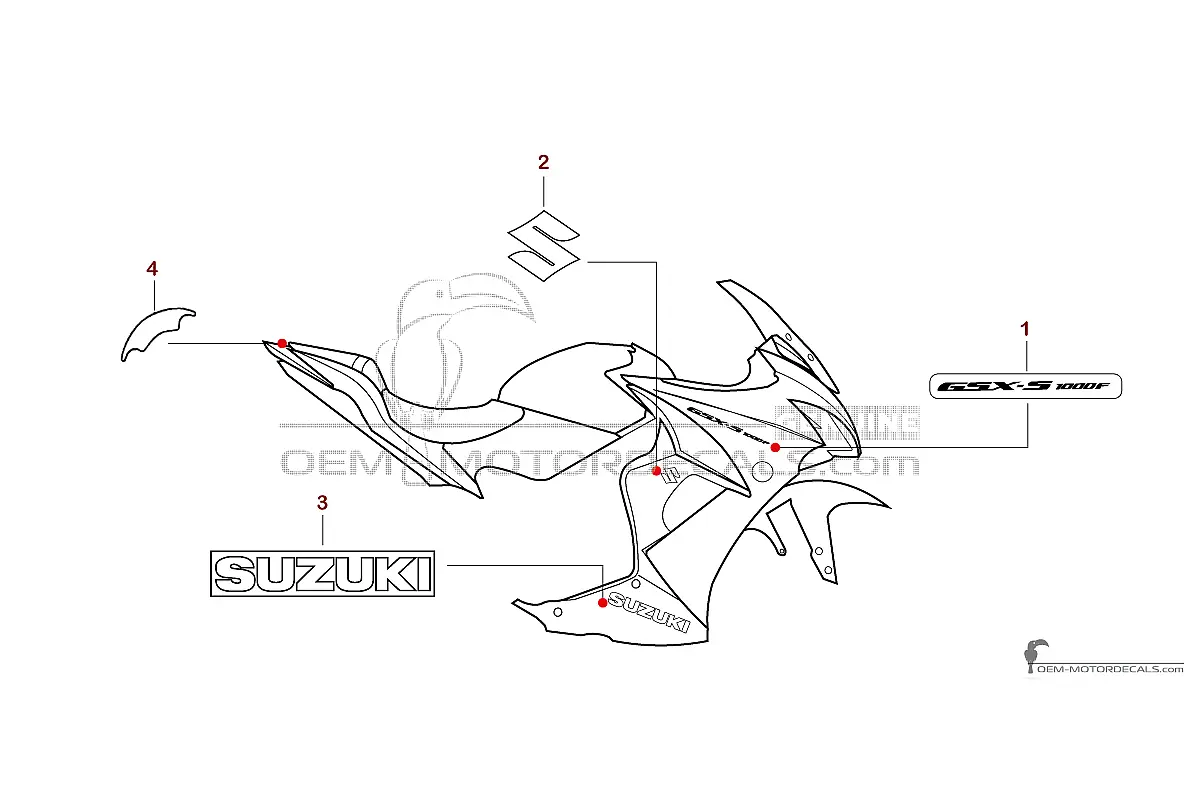 Stickers voor Suzuki GSXS1000F 2020 - Zwart • Suzuki OEM Stickers