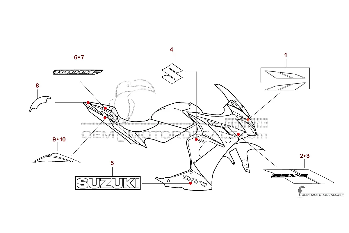 Naklejki do Suzuki GSXS1000F 2020 - Biały • Suzuki Naklejki OEM