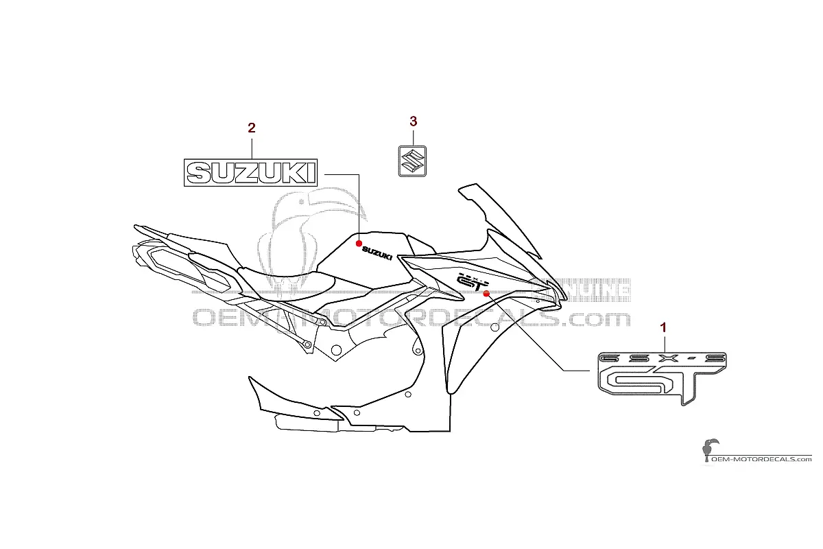 Aufkleber für Suzuki GSXS1000GT 2025 - Grau • Suzuki OEM-Aufkleber