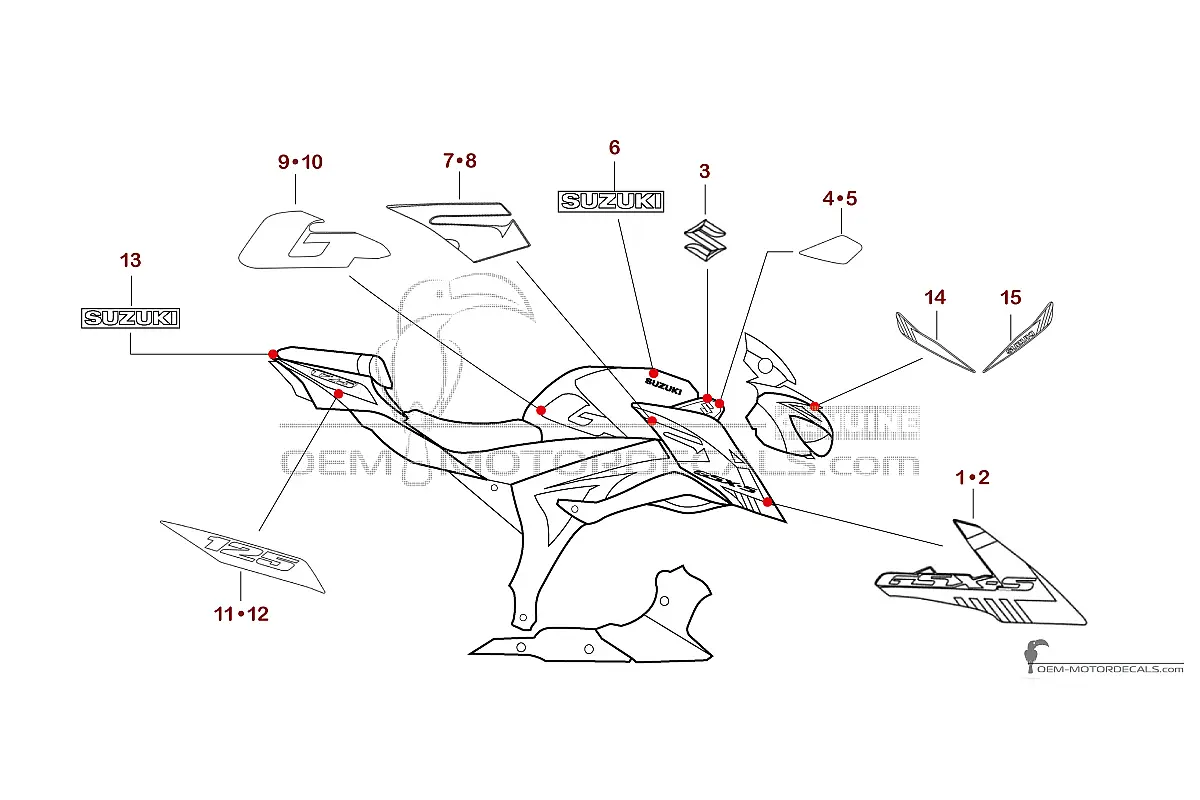 Pegatinas para Suzuki GSXS125 2023 - Azul • Suzuki Pegatinas OEM
