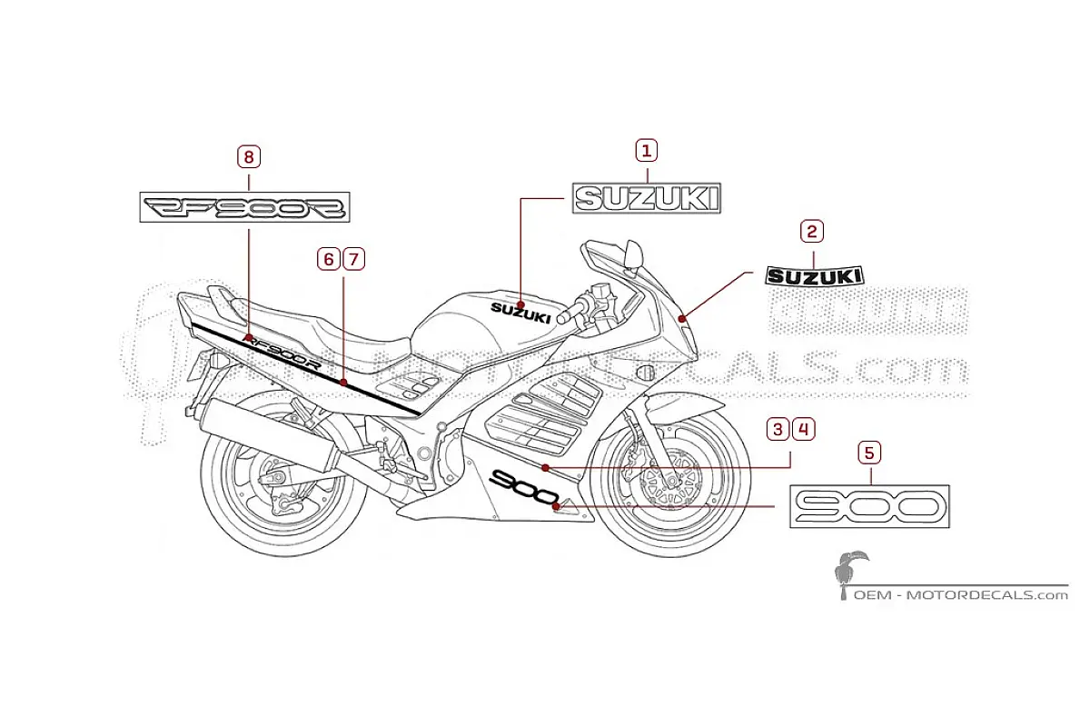 Naklejki do Suzuki RF900R 1995 • Suzuki Naklejki OEM