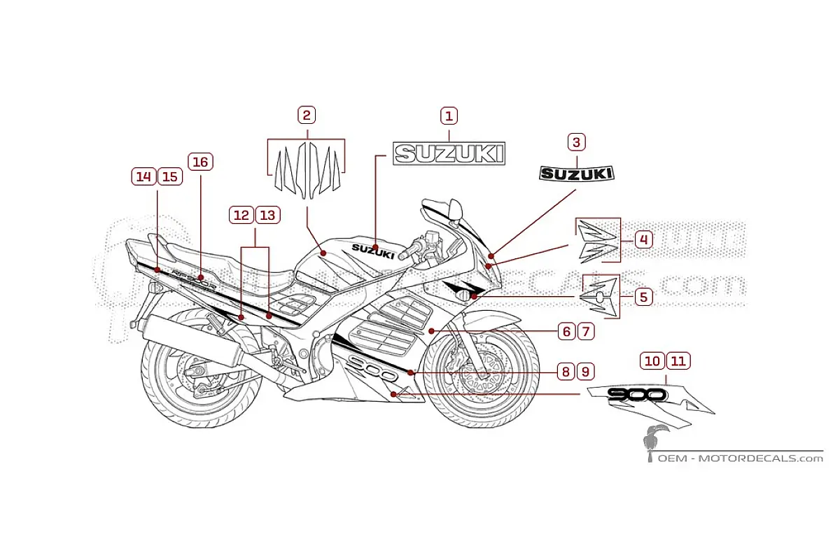 Autocollants pour Suzuki RF900R 1997 • Suzuki Autocollants OEM