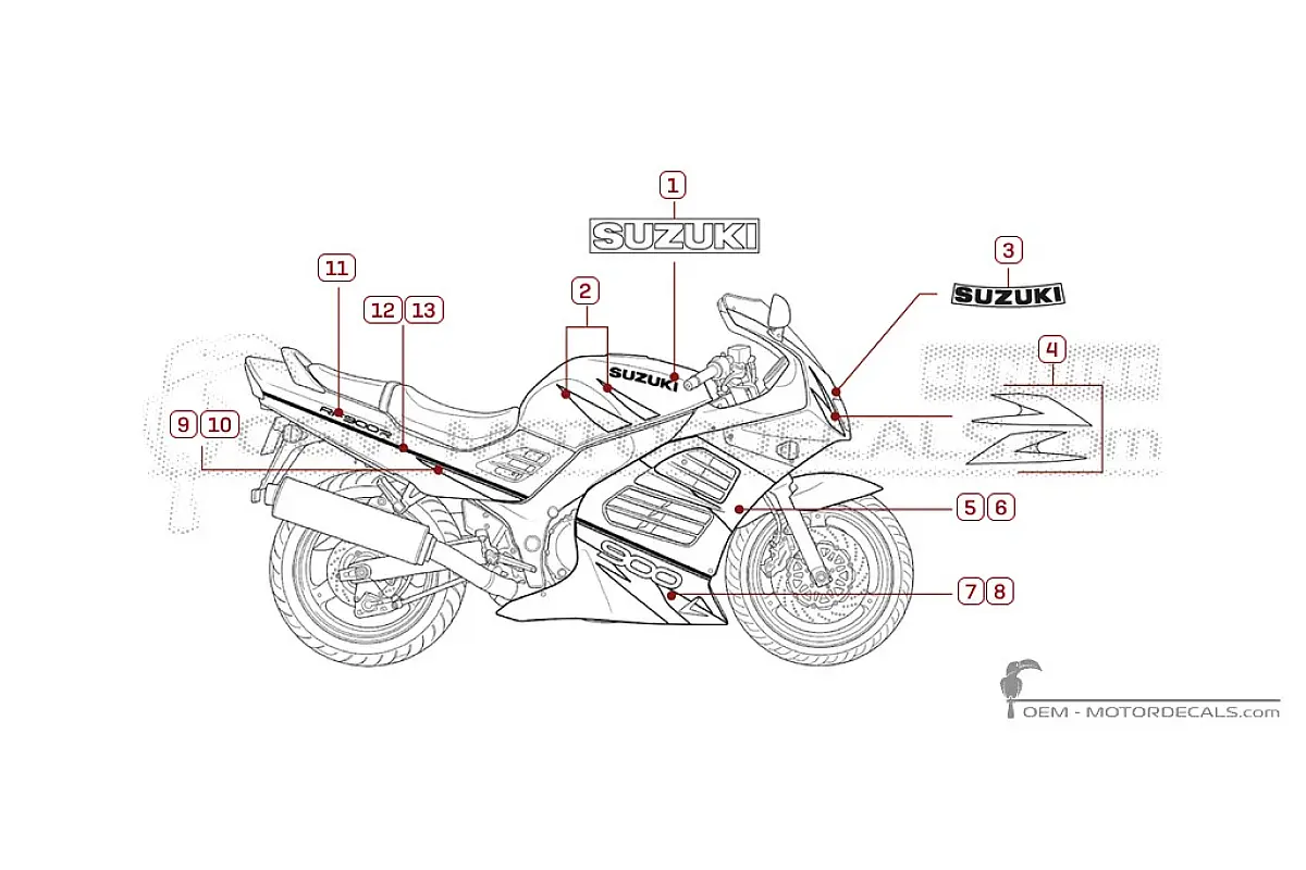 Stickers voor Suzuki RF900R 1998 • Suzuki OEM Stickers