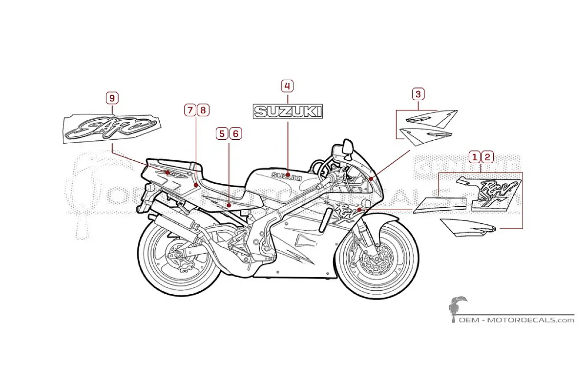 Naklejki do Suzuki RGV250 1994 • Suzuki Naklejki OEM