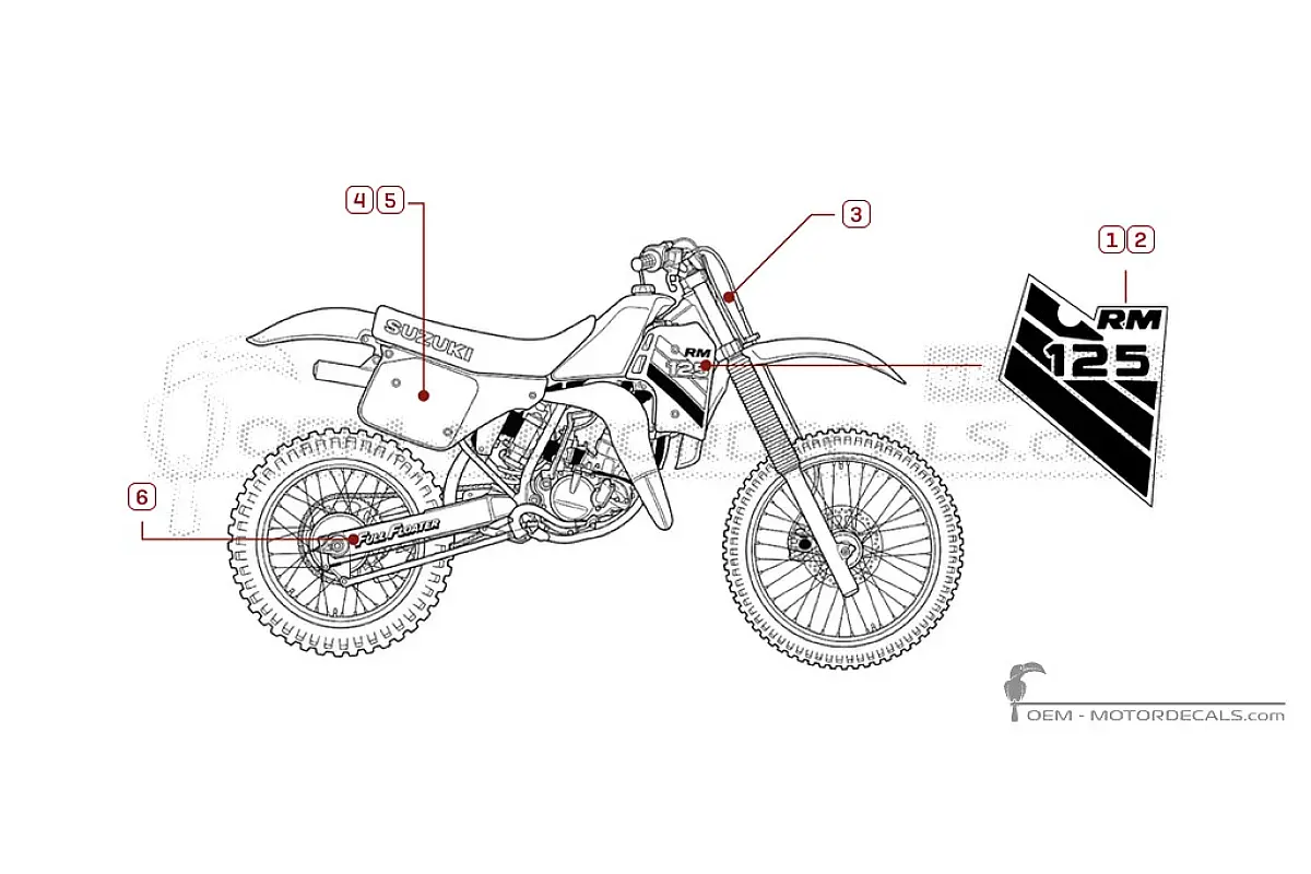 Pegatinas para Suzuki RM125 1986 • Suzuki Pegatinas OEM
