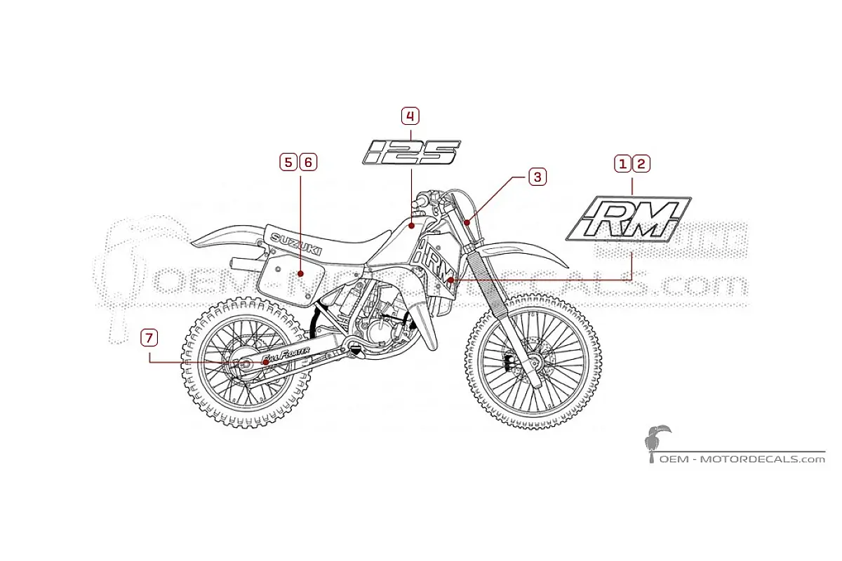 Pegatinas para Suzuki RM125 1987 • Suzuki Pegatinas OEM