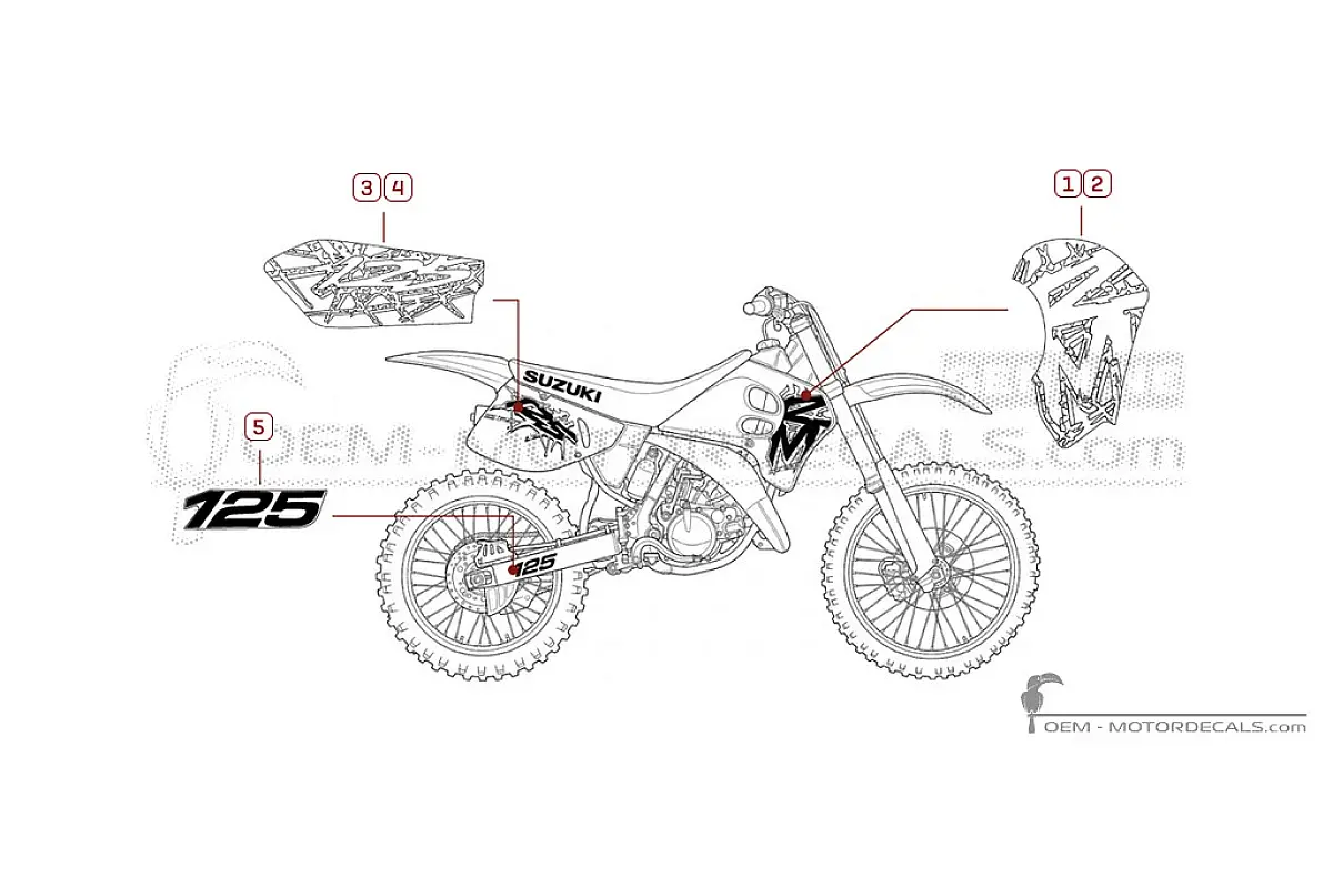 Autocollants pour Suzuki RM125 1993 • Suzuki Autocollants OEM
