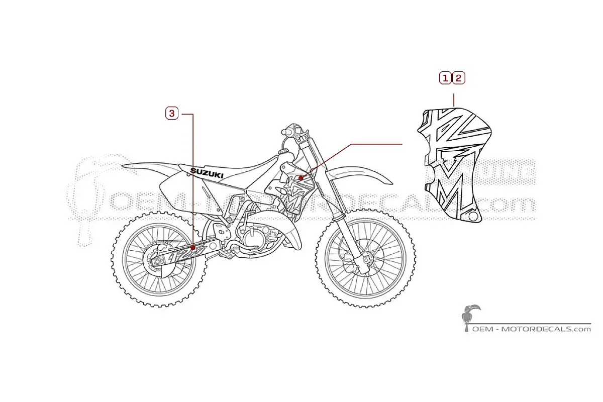 Stickers voor Suzuki RM125 1997 • Suzuki OEM Stickers