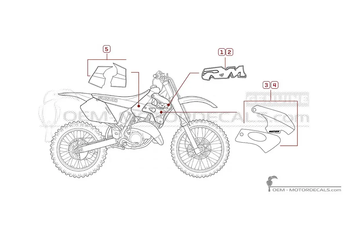 Stickers voor Suzuki RM125 1998 • Suzuki OEM Stickers