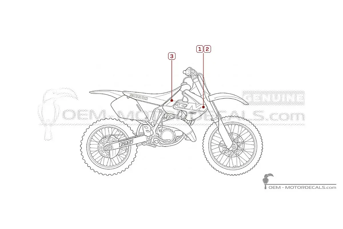 Autocollants pour Suzuki RM125 1999 • Suzuki Autocollants OEM
