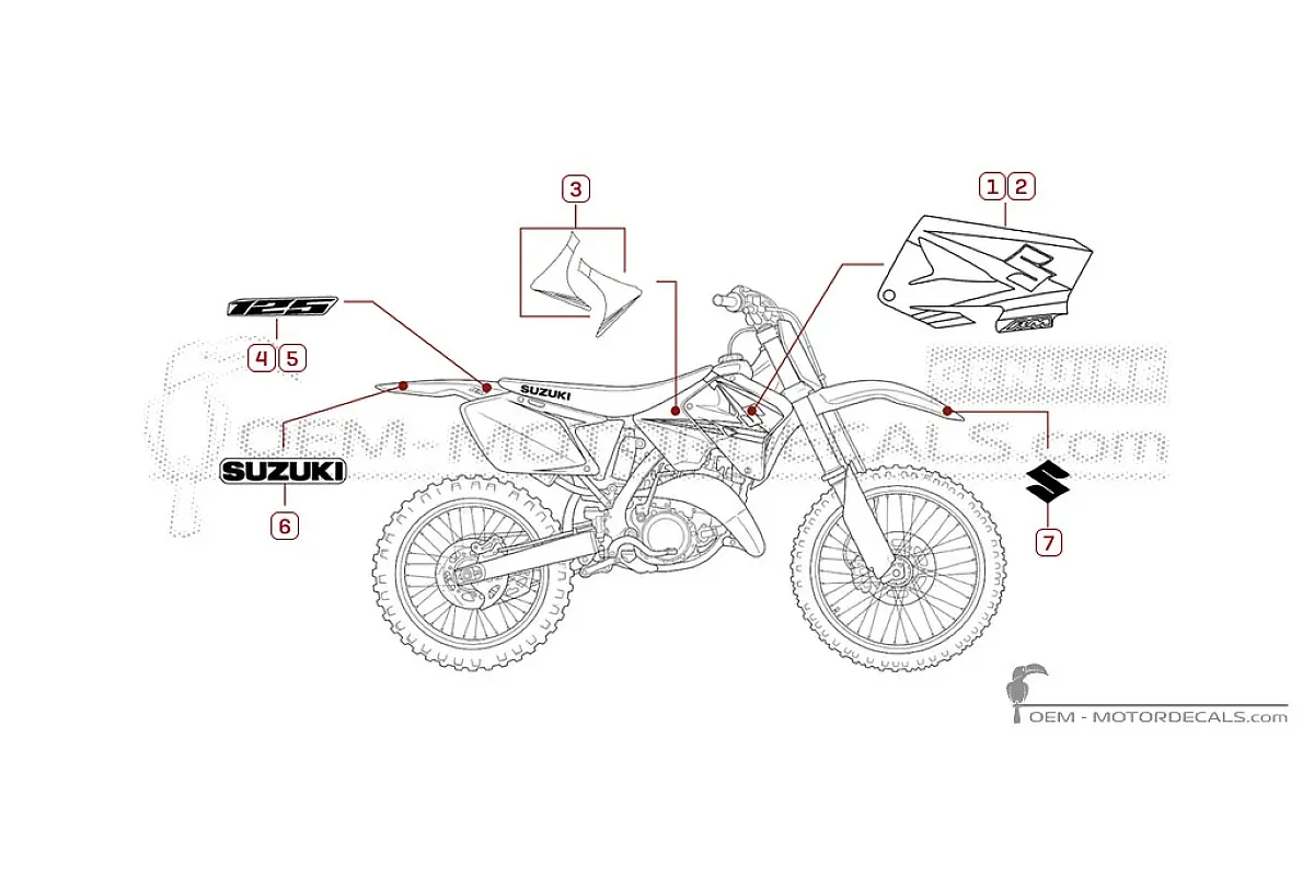 Aufkleber für Suzuki RM125 2005 • Suzuki OEM-Aufkleber