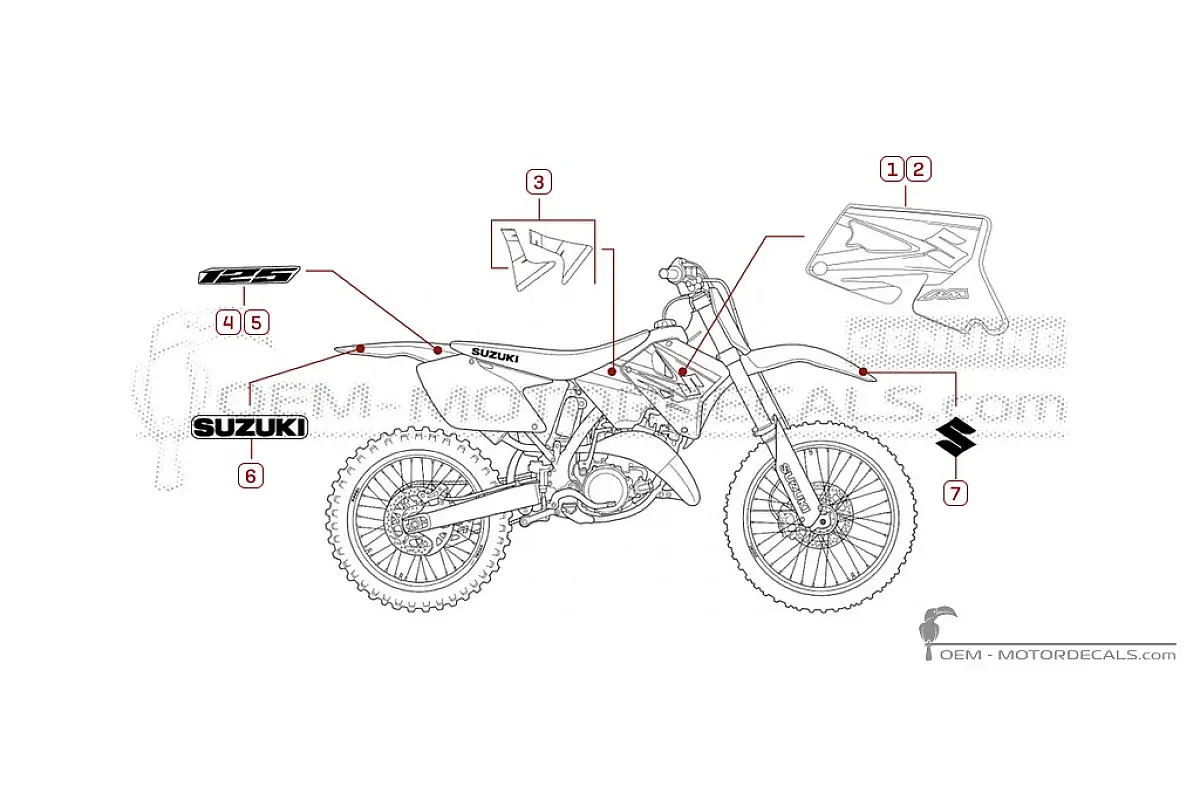 Autocollants pour Suzuki RM125 2006 • Suzuki Autocollants OEM