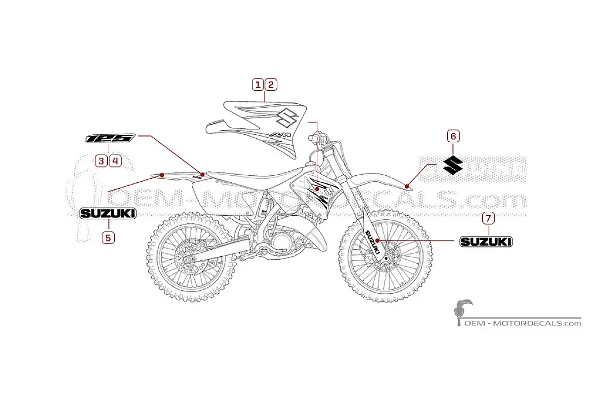 Naklejki do Suzuki RM125 2007 • Suzuki Naklejki OEM