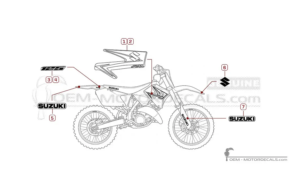 Decals for Suzuki RM125 2008 • Suzuki OEM Decals