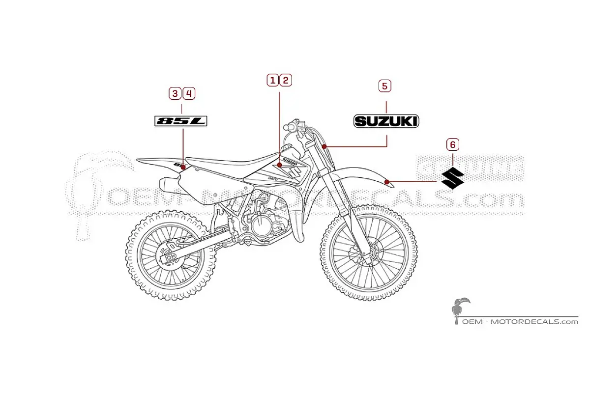 Stickers voor Suzuki RM85 L 2004 • Suzuki OEM Stickers