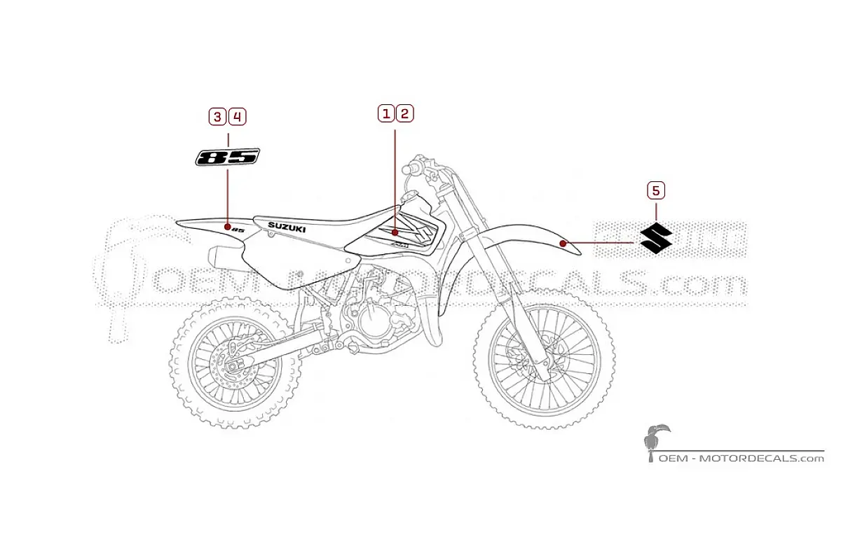Autocollants pour Suzuki RM85 2006 • Suzuki Autocollants OEM