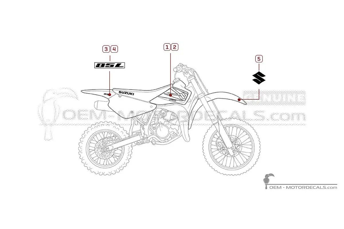 Autocollants pour Suzuki RM85 L 2006 • Suzuki Autocollants OEM
