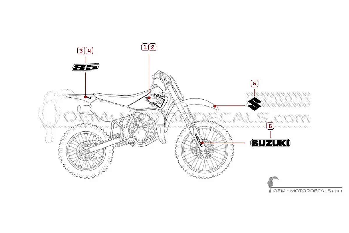Autocollants pour Suzuki RM85 2007 • Suzuki Autocollants OEM