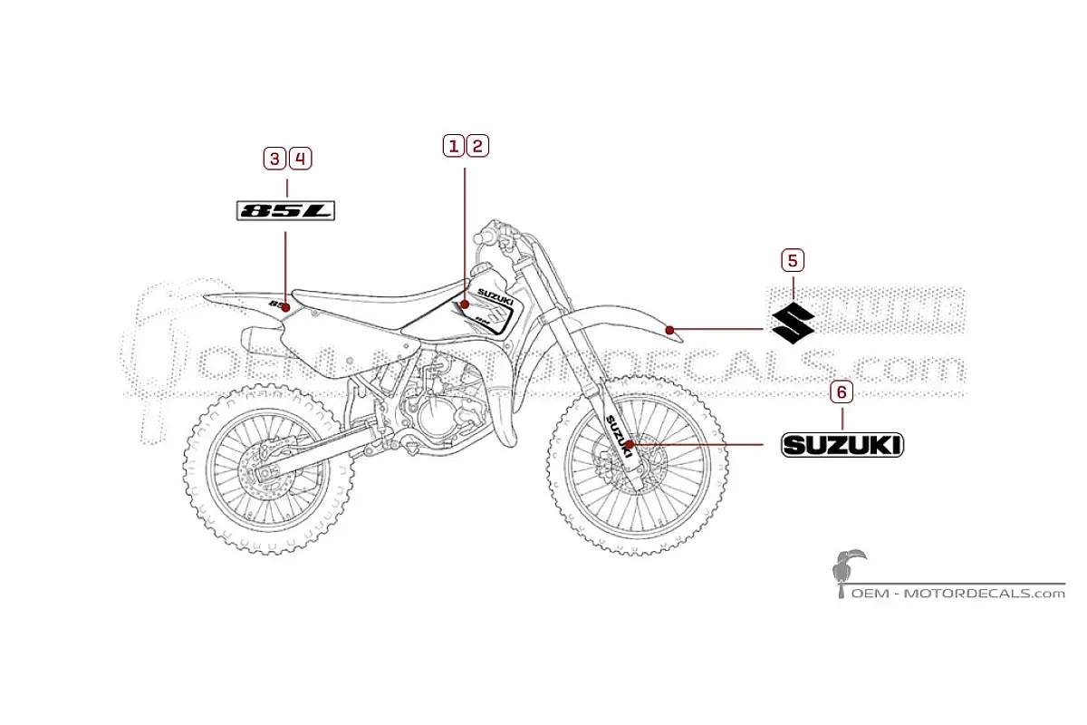 Pegatinas para Suzuki RM85 L 2007 • Suzuki Pegatinas OEM