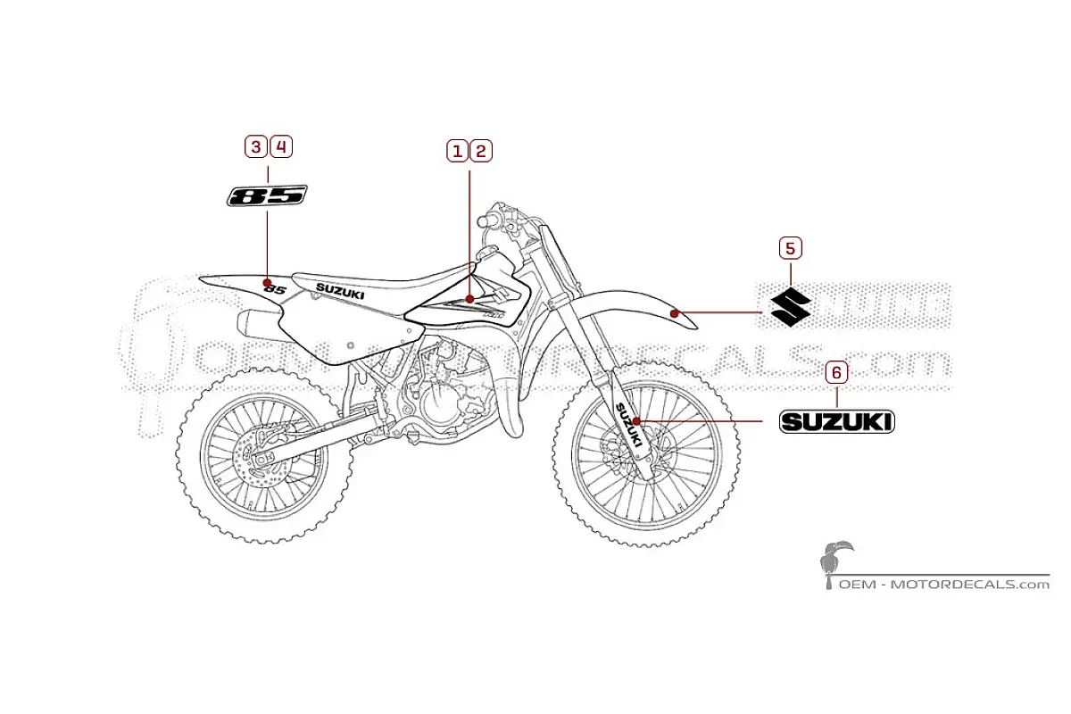 Pegatinas para Suzuki RM85 2008 • Suzuki Pegatinas OEM