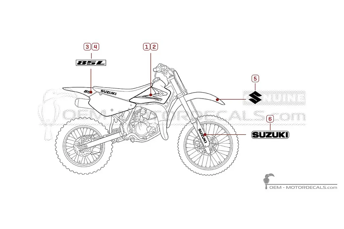 Autocollants pour Suzuki RM85 L 2008 • Suzuki Autocollants OEM
