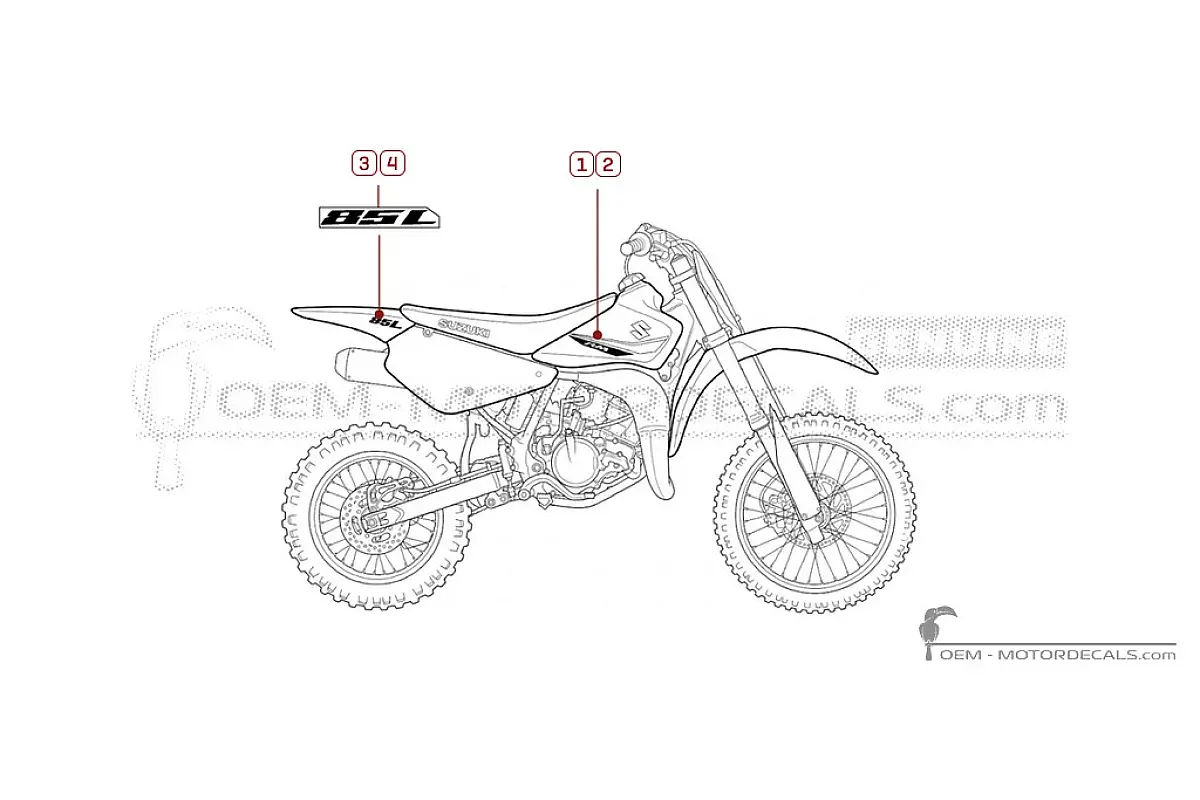 Adesivi per Suzuki RM85 L 2018 • Suzuki Adesivi OEM