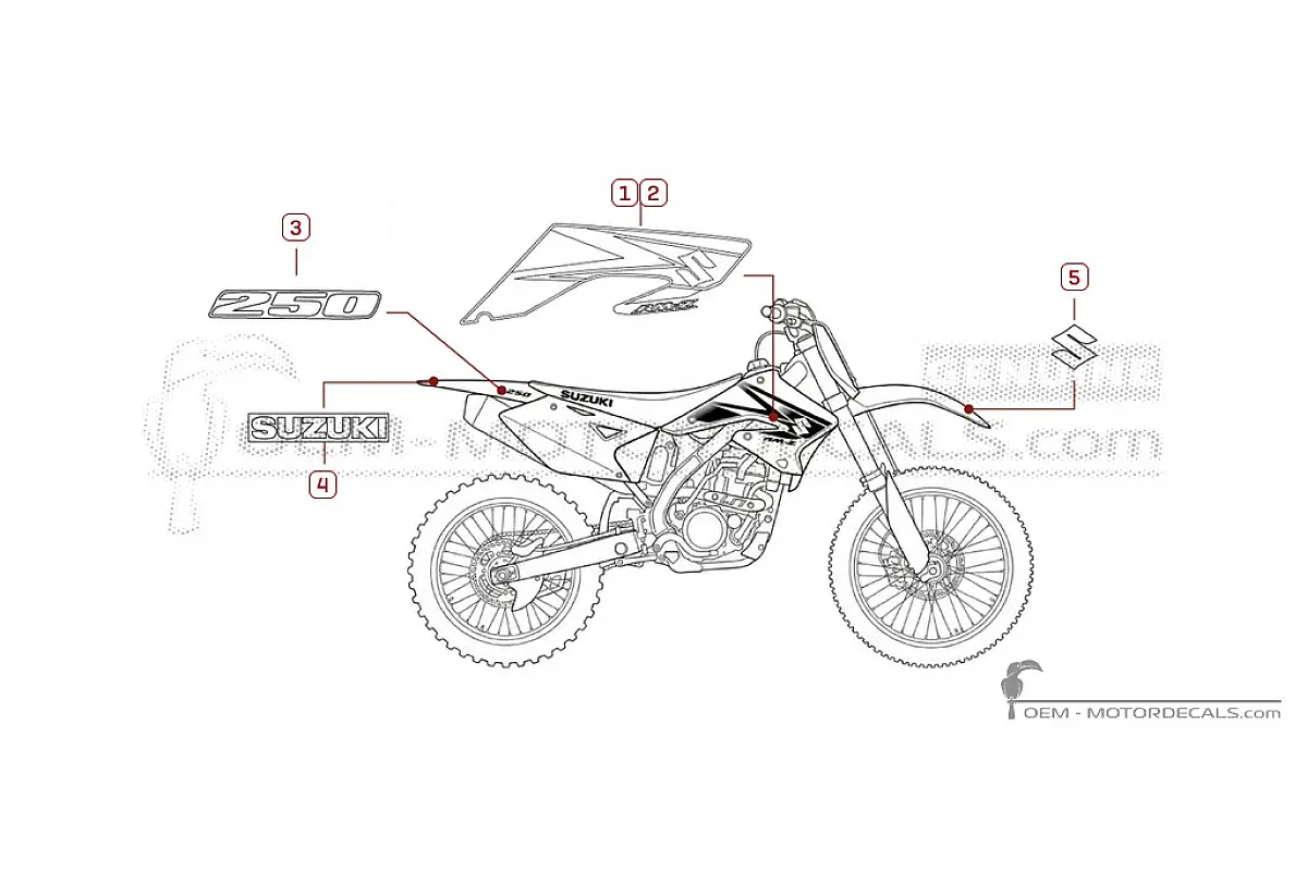 Decals for Suzuki RM-Z250 2006 • Suzuki OEM Decals