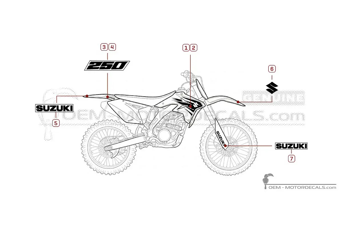 Decals for Suzuki RM-Z250 2007 • Suzuki OEM Decals