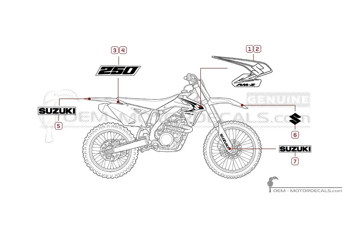 Aufkleber für Suzuki RM-Z250 2008 • Suzuki OEM-Aufkleber