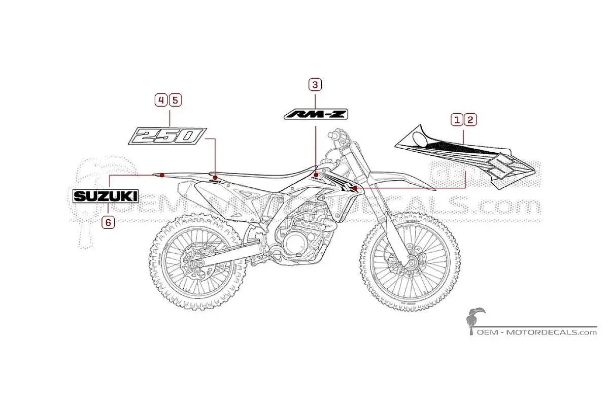 Aufkleber für Suzuki RM-Z250 2012 • Suzuki OEM-Aufkleber