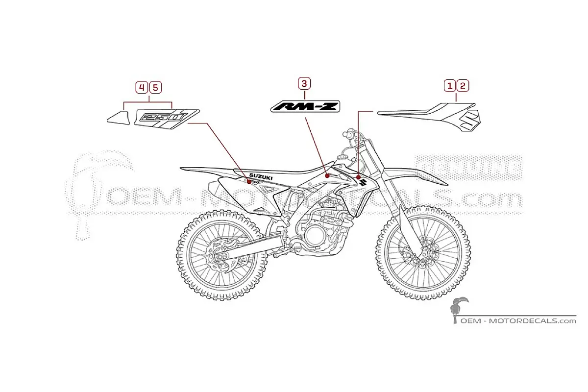 Adesivi per Suzuki RM-Z250 2018 • Suzuki Adesivi OEM