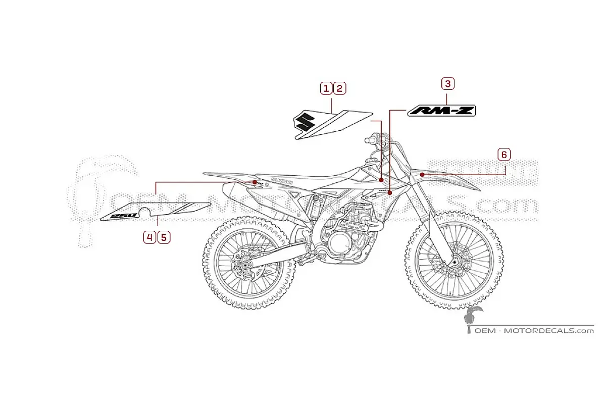 Decals for Suzuki RM-Z250 2020 • Suzuki OEM Decals