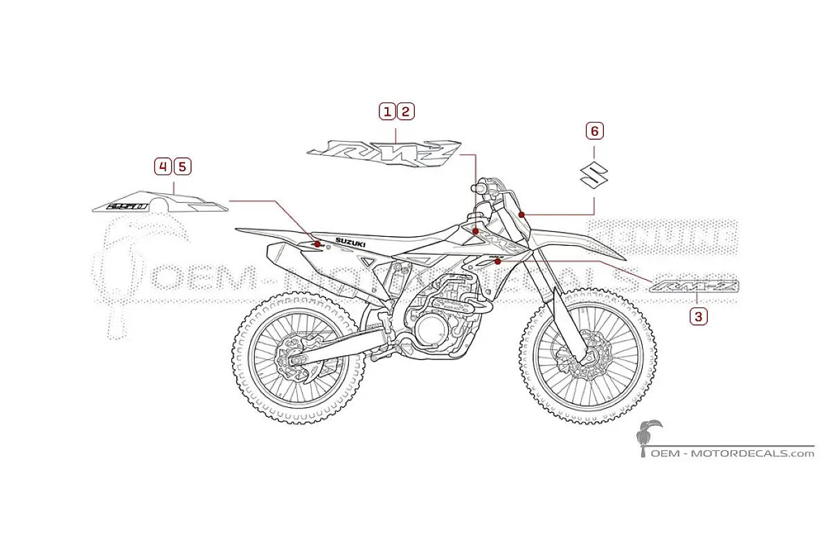 Decals for Suzuki RM-Z250 2025 • Suzuki OEM Decals