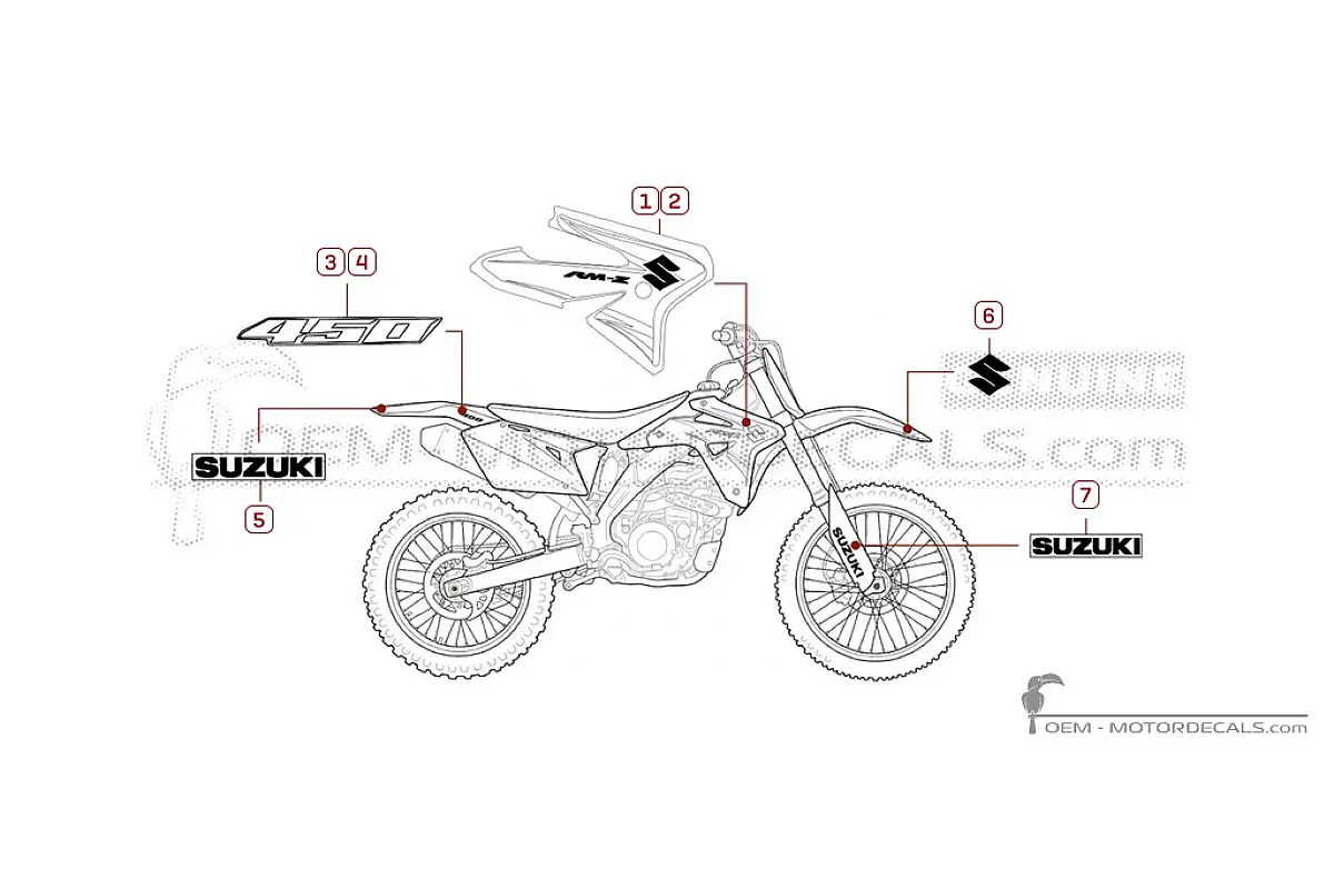 Autocollants pour Suzuki RM-Z450 2007 • Suzuki Autocollants OEM