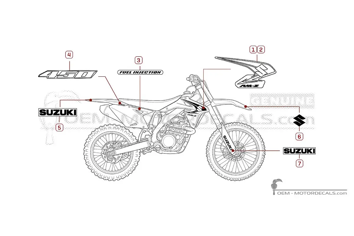 Aufkleber für Suzuki RM-Z450 2008 • Suzuki OEM-Aufkleber