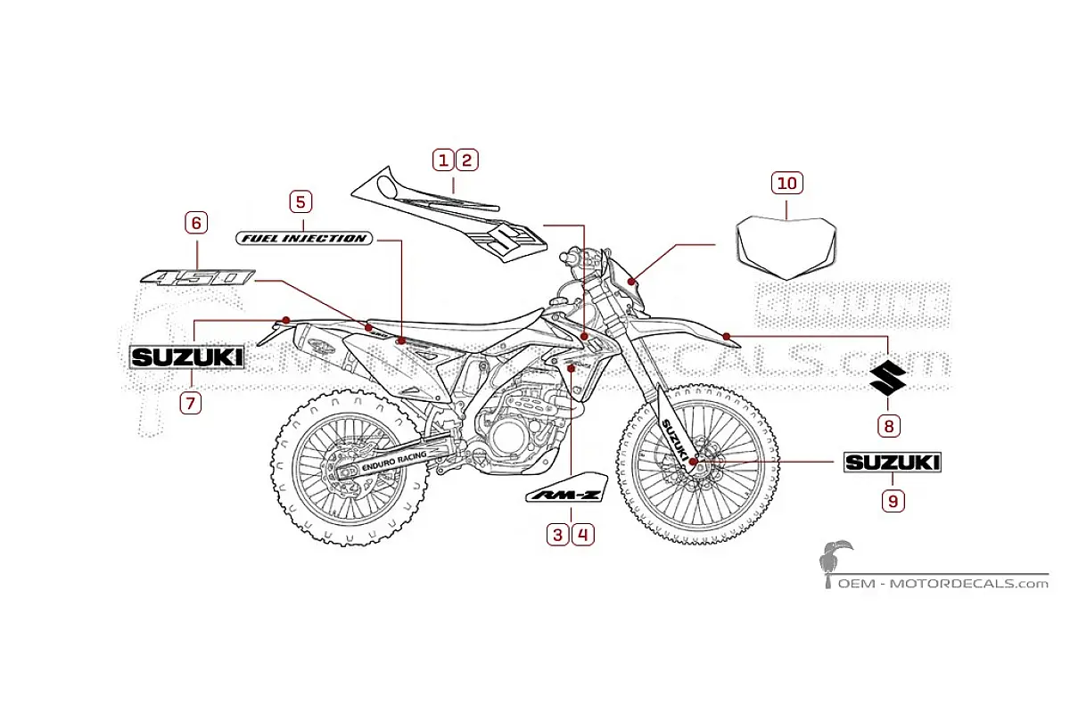 Decals for Suzuki RM-Z450 2009 • Suzuki OEM Decals