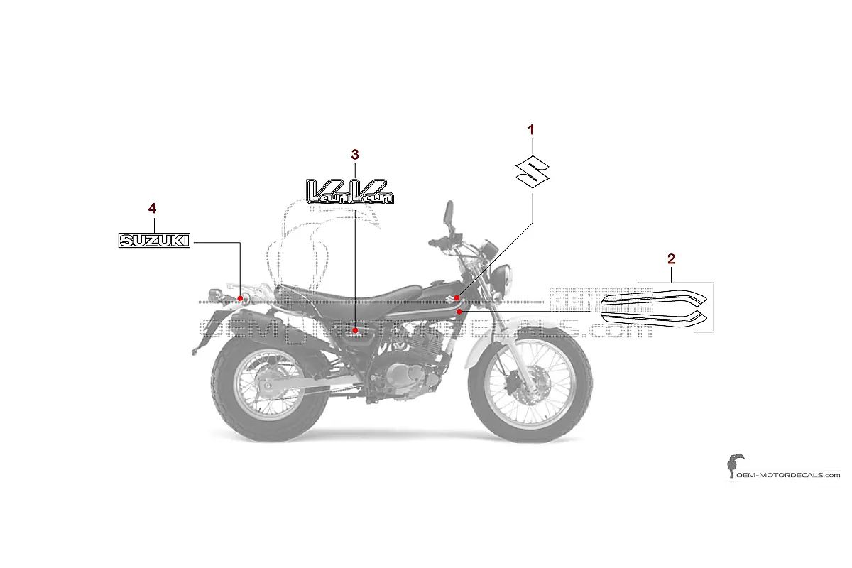 Decals for Suzuki RV125 VANVAN 2009 - Black • Suzuki OEM Decals