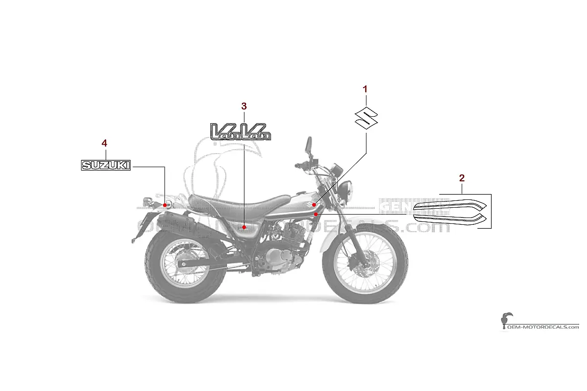 Decals for Suzuki RV125 VANVAN 2010 - Silver • Suzuki OEM Decals