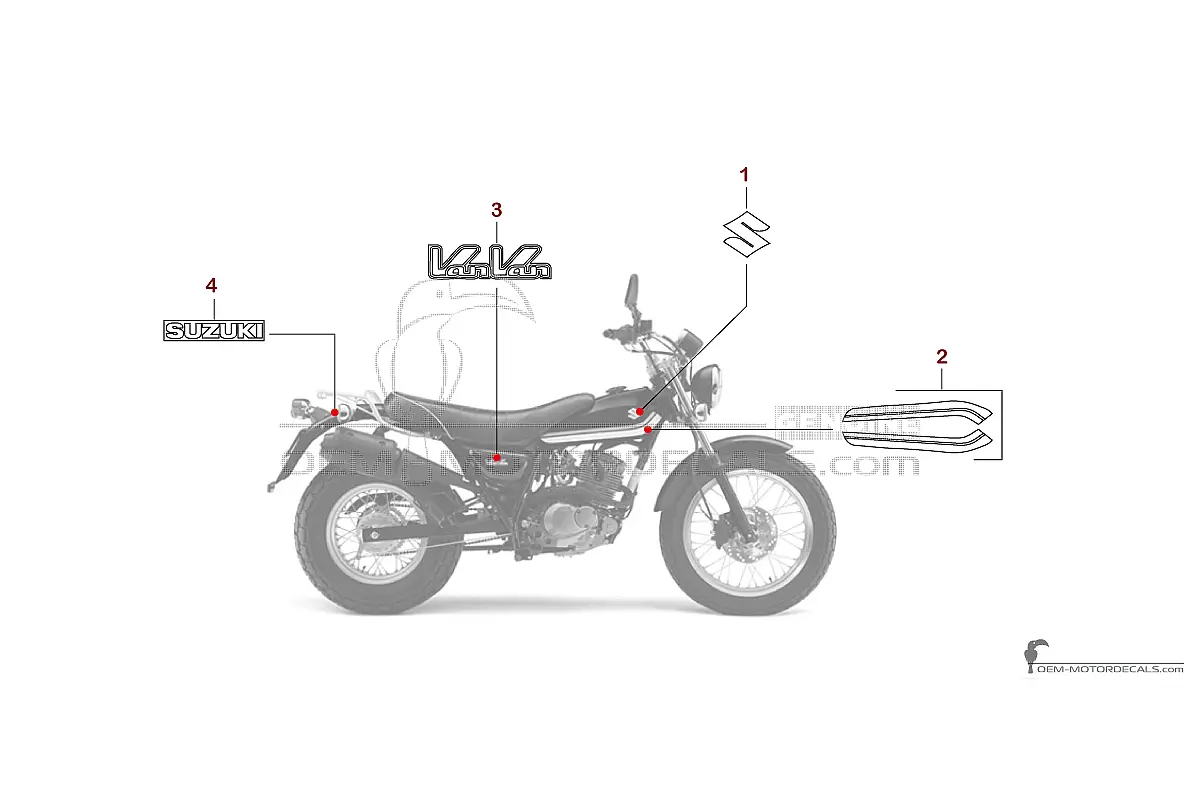 Autocollants pour Suzuki RV125 VANVAN 2013 - Noir • Suzuki Autocollants OEM